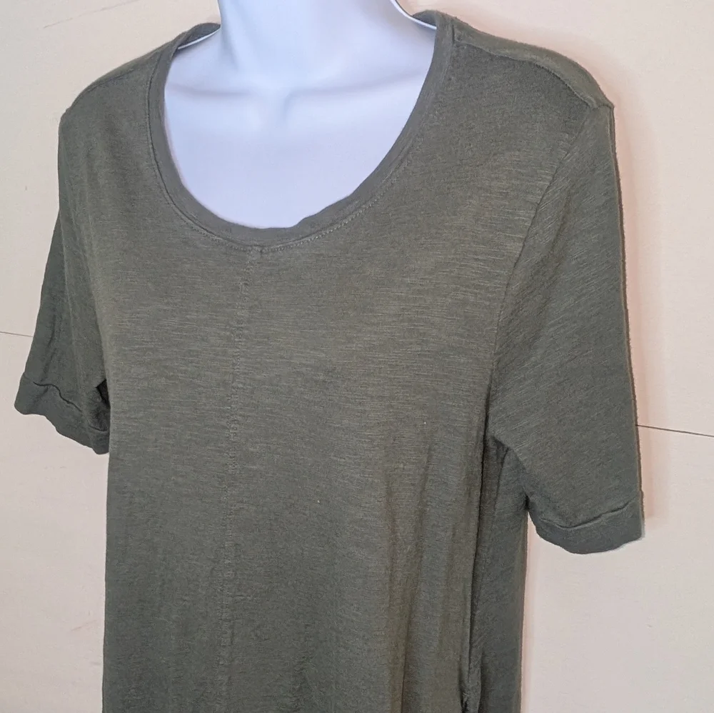 Chico's Cotton Blend Mid Length Casual Dress Olive Green - Picture 2 of 9